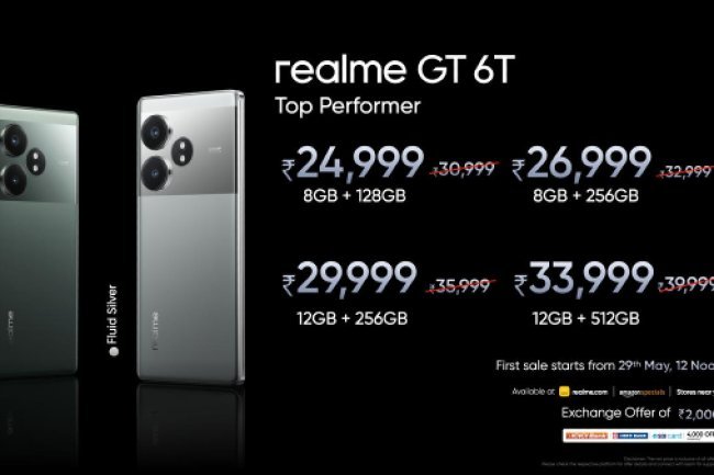Realme GT 6T with Snapdragon 7+ Gen 3 SoC launched in India: Price, specs and more