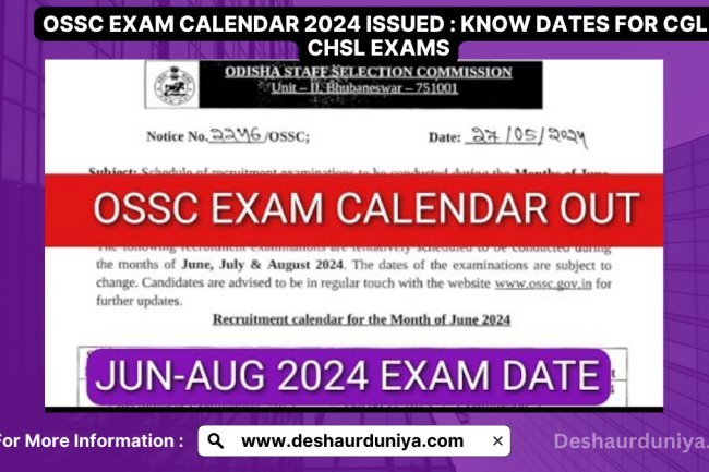 OSSC Exam Calendar 2024 Issued at official website: check for dates