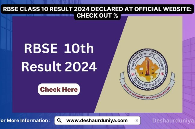 RBSE Class 10 Result 2024 Declared at official website: check out %