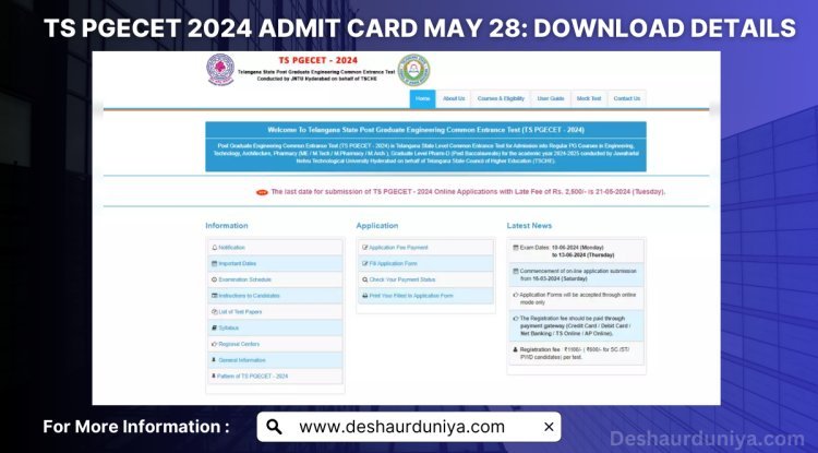 TS PGECET 2024 Admit Card : download soon