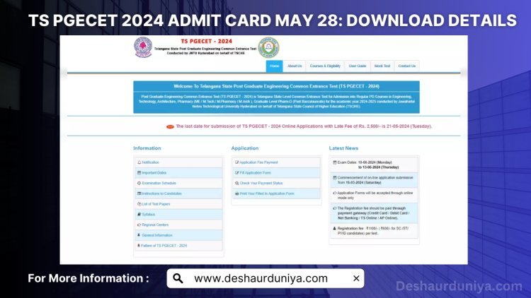 TS PGECET 2024 Admit Card : download soon