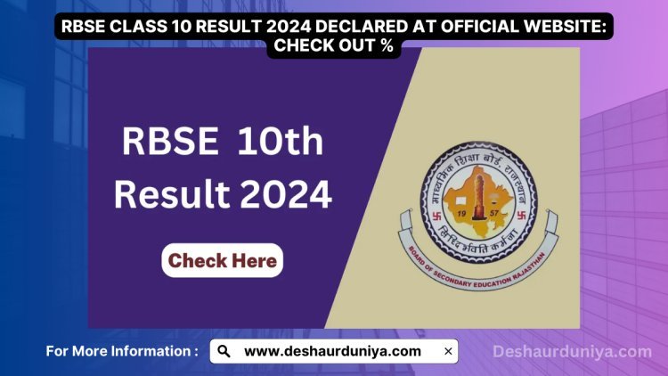 RBSE Class 10 Result 2024 Declared at official website: check out %