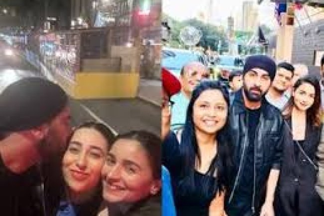 Fans miss Raha as Alia Bhatt and Ranbir Kapoor pose with Karisma Kapoor in a calm "family" photo from the Ambani boat.