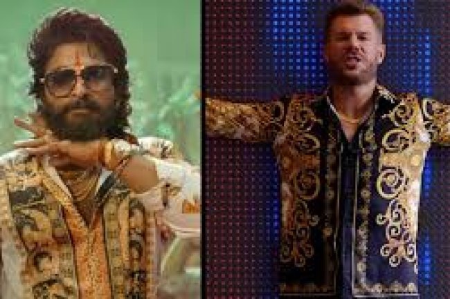 David Warner transforms into Pushpa in a recent ad, with Allu Arjun reacting.