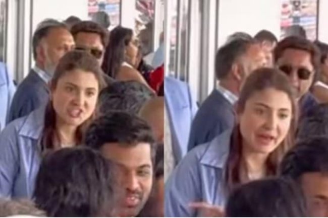 Anushka Sharma seemed to lose her temper during the India vs. Pakistan Twenty20 match, engaging in a heated debate.