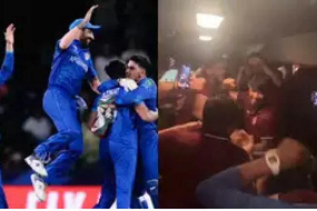 After Australia's victory, the Afghanistan team bus performs a "champion, champion" dance.