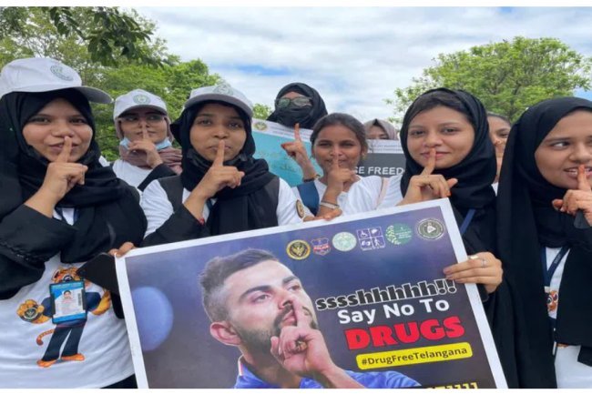 Telangana: Hyderabad hosts a protest against drug usage