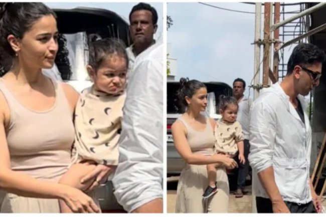 Raha, Alia Bhatt, and Ranbir Kapoor visit their new home.