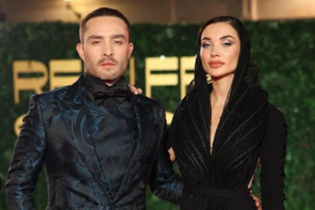 Ed Westwick of Gossip Girl, receiving a birthday wish from fiancée Amy Jackson