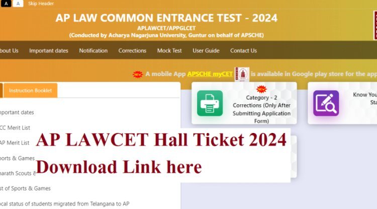 AP LAWCET 2024 Admit Card Out at the Official Website; Exam on June 9