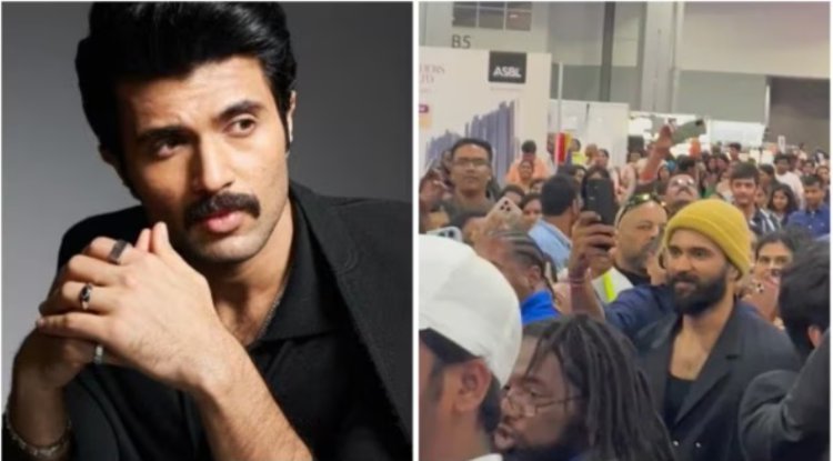 US supporters pelt Vijay Deverakonda with flower bouquets. Observe