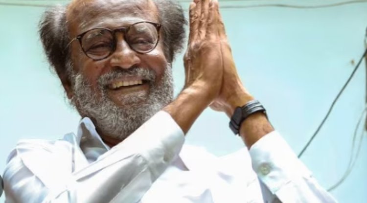 Arriving in Vijayawada for the swearing-in of Chandrababu Naidu is Rajinikanth.