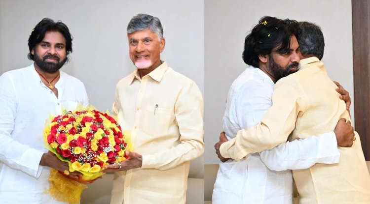 Watch Video: Deputy CM Pawan Kalyan meets CM Chandrababu Naidu Hugs amidst happy moments..