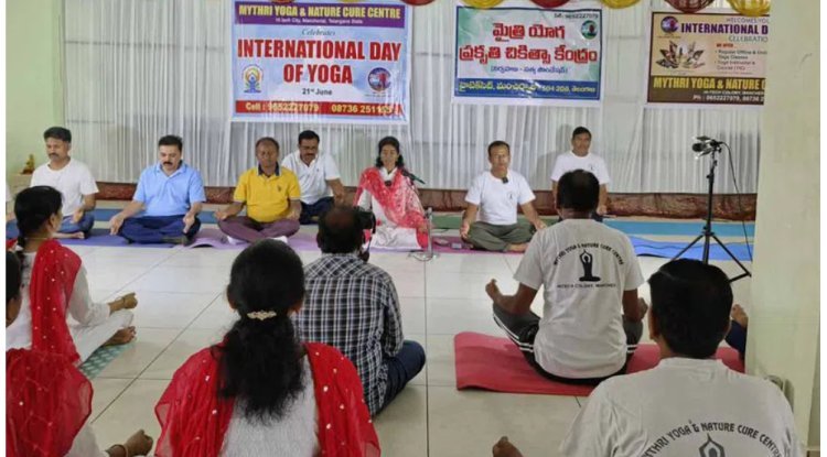 The tenth worldwide yoga day was celebrated in Mancherial.