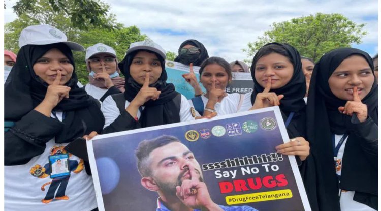 Telangana: Hyderabad hosts a protest against drug usage