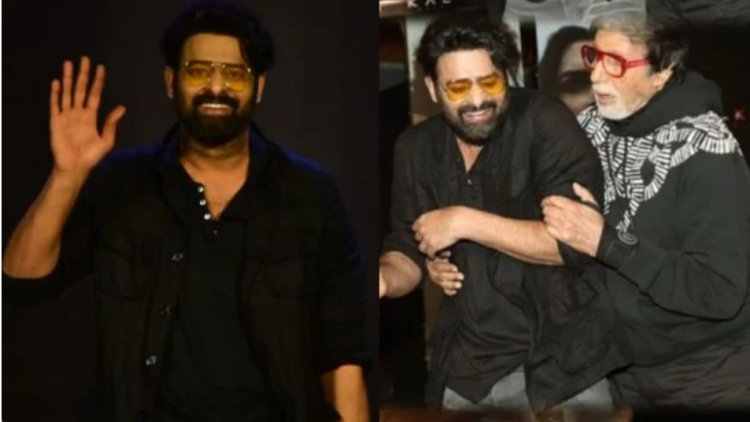 As the Baahubali star protests, Amitabh Bachchan claims that he and Prabhas "touch each other's feet."