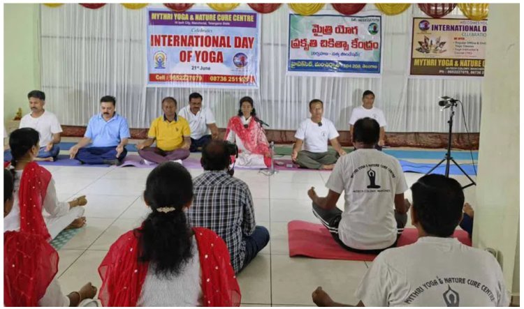 The tenth worldwide yoga day was celebrated in Mancherial.