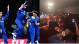 After Australia's victory, the Afghanistan team bus performs a "champion, champion" dance.