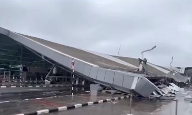 At Delhi Airport Terminal 1, the roof collapses, forcing Indigo and Spicejet to cancel flights.