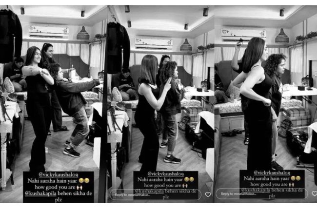 Mrunal Thakur quits trying Vicky's "Tauba Tauba" moves.