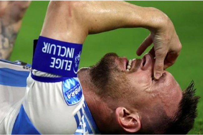 Lionel Messi sobs following an ankle injury