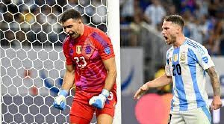 Argentina is saved by Emi Martinez in a Copa America shootout after Lionel Messi misses a penalty.