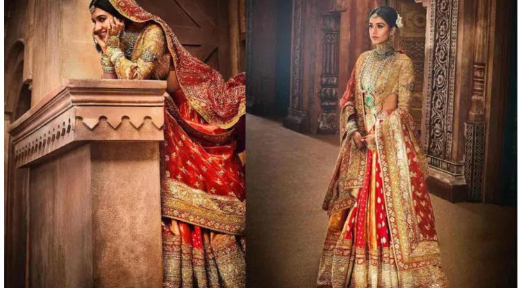 Magnificent in gold embroidery is Radhika Merchant. Lehenga Vidai
