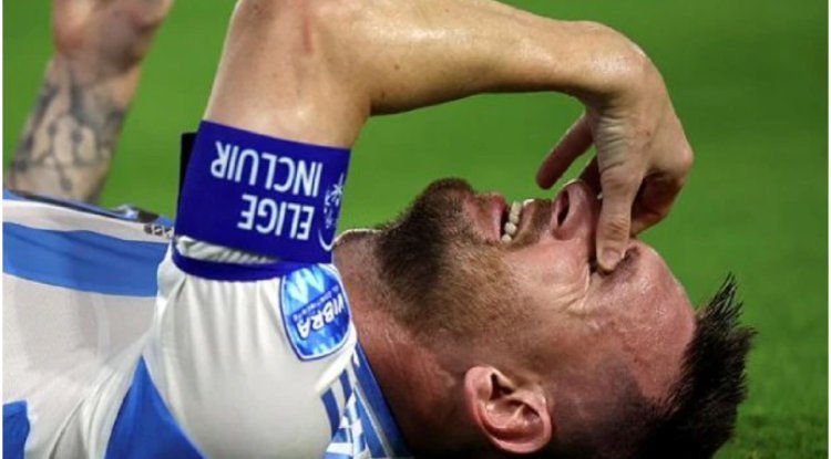Lionel Messi sobs following an ankle injury
