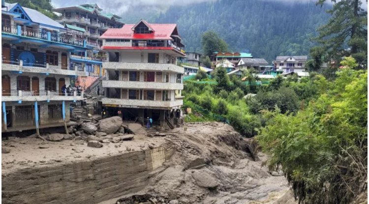 Cloudburst in Himachal triggers flash flood, washes away shelters.