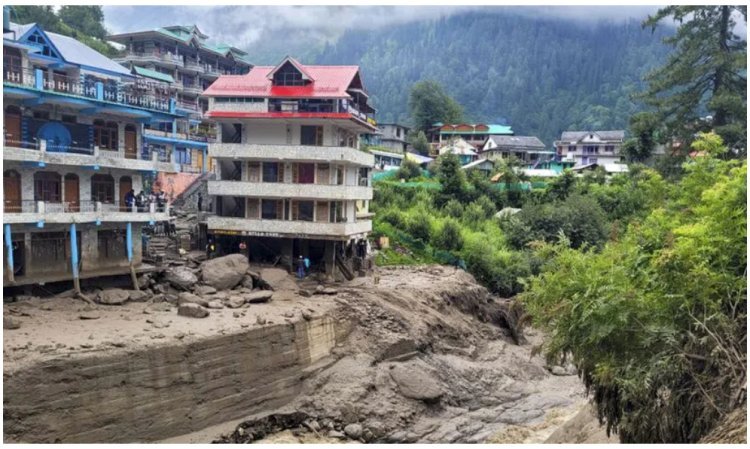 Cloudburst in Himachal triggers flash flood, washes away shelters.