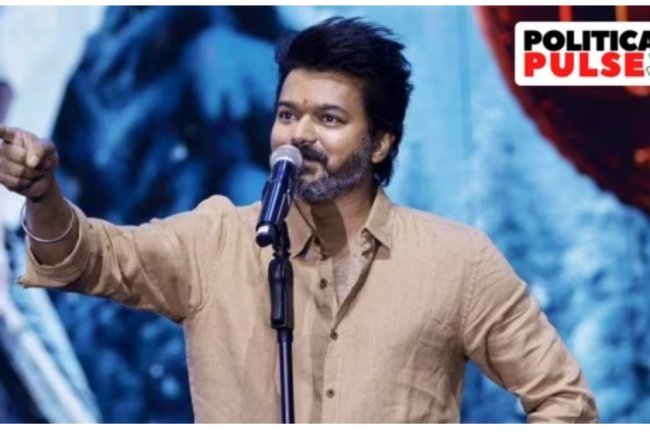 "Vijay gears up for 2026 election with inaugural party march."