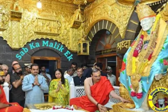 At the Shirdi Temple, Gautam Adani and his wife Priti Adani ask Saibaba's blessings.