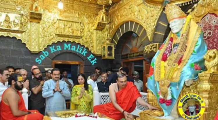 At the Shirdi Temple, Gautam Adani and his wife Priti Adani ask Saibaba's blessings.
