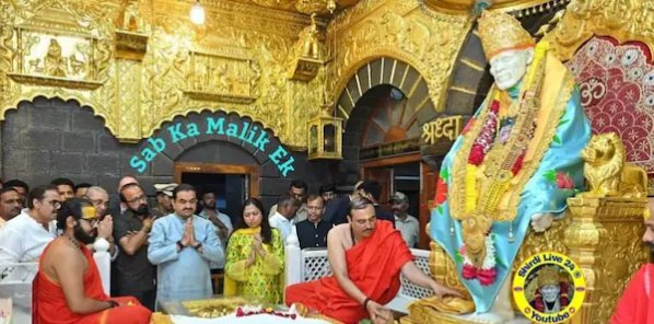 At the Shirdi Temple, Gautam Adani and his wife Priti Adani ask Saibaba's blessings.